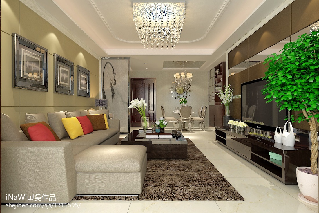 現代客廳室內裝修配飾效果圖 – 設計本裝修效果圖